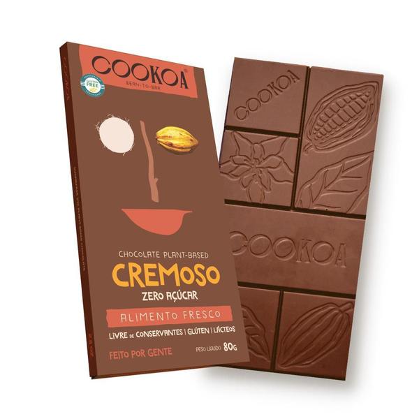 Kit 2 Chocolate Cremoso Zero Açúcar Vegano Cookoa 80G Imagem de Kit 2 Chocolate Cremoso Zero Açúcar Vegano Cookoa 80G