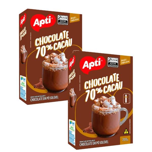 Imagem de Kit 2 Chocolate Em Pó Solúvel 70% Cacau Apti 200g