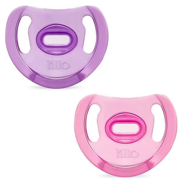 Imagem de Kit 2 Chupeta Lillo 100% Silicone Soft Comfort Tamanho 1 0 a 6 Meses Menina Rosa e Roxo Recém Nascido