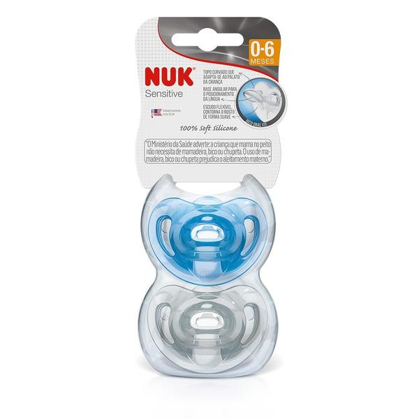 Imagem de Kit 2 Chupeta Nuk Sensitive 100% Silicone Soft Tam 1 0-6m