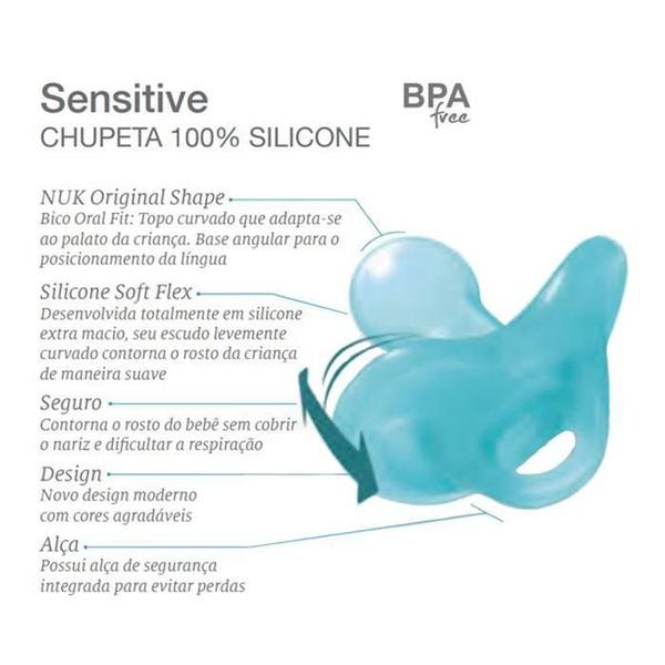 Imagem de Kit 2 Chupeta Nuk Sensitive Soft 100% Silicone Macio Tamanho