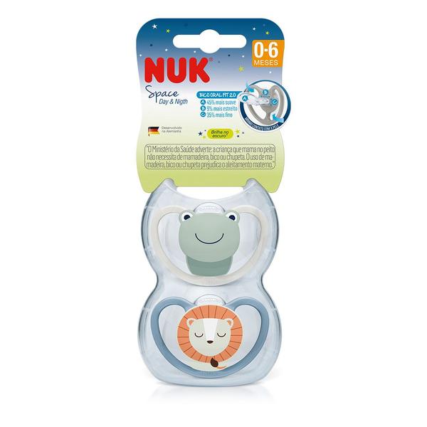 Imagem de Kit 2 Chupeta Nuk Space Dia & Noite Silicone Tam 1 0-6m Neutra S1