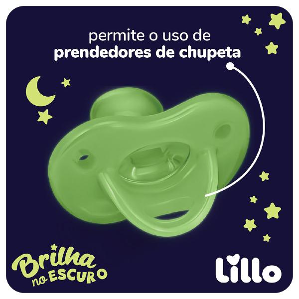 Imagem de Kit 2 Chupetas 100% Silicone Calming Night Day 6m+  Rosa - Lillo