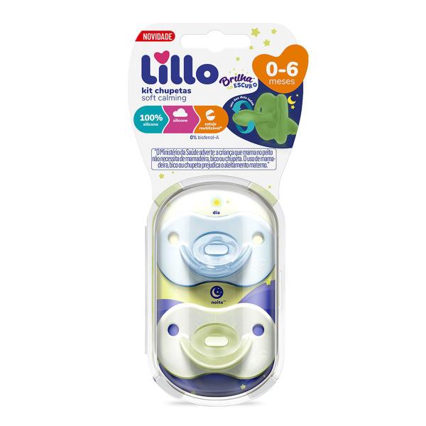 Imagem de Kit 2 Chupetas 100% Silicone Calming Night Day Azul - Lillo