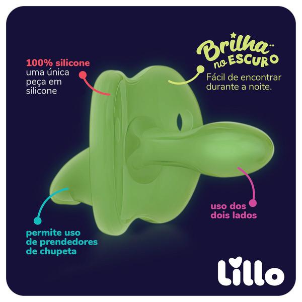 Imagem de Kit 2 Chupetas 100% Silicone Calming Night Day Rosa - Lillo