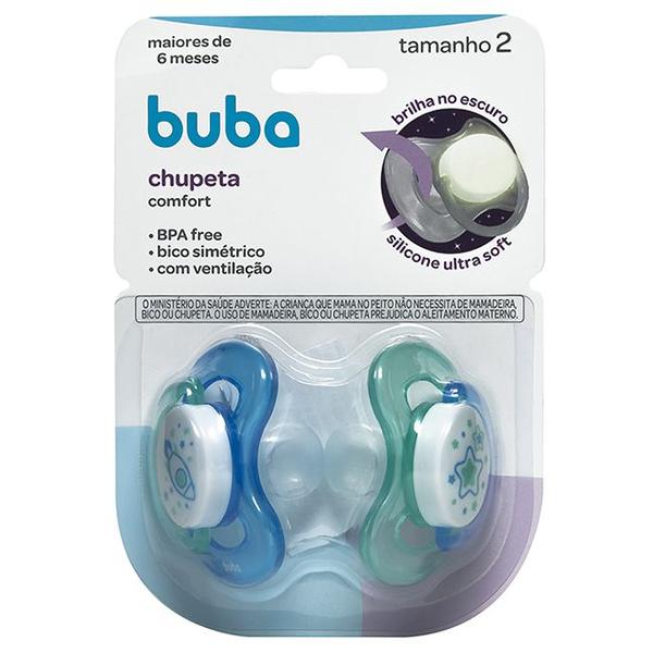 Imagem de Kit 2 Chupetas Comfort Noturna Brilha No Escuro 6m+ Fase 02 - Buba