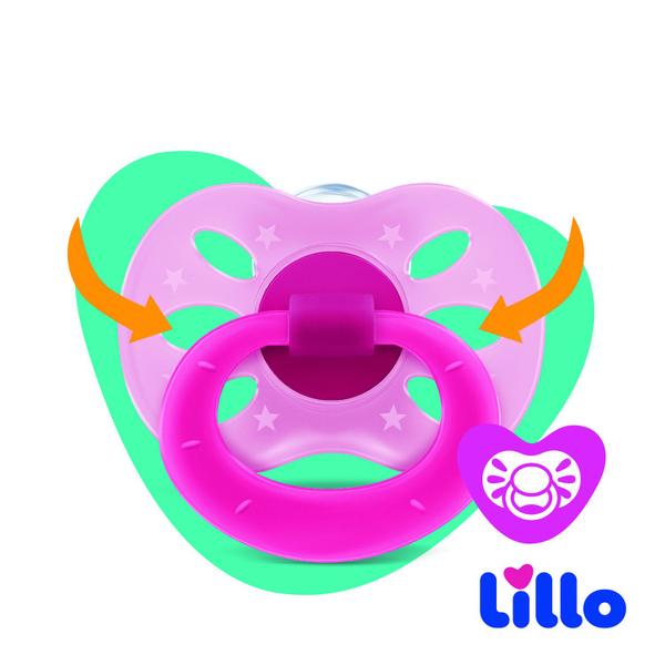 Imagem de Kit 2 Chupetas Extra Air Brilha No Escuro 6m+ Rosa - Lillo