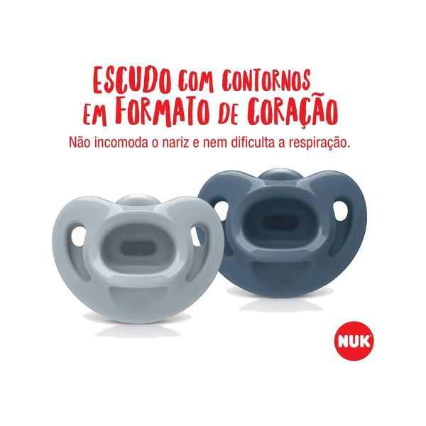 Kit 2 Chupetas Sensitive Soft 100% Silicone 0m+ Azul - NUK Imagem de Kit 2 Chupetas Sensitive Soft 100% Silicone 0m+ Azul - NUK