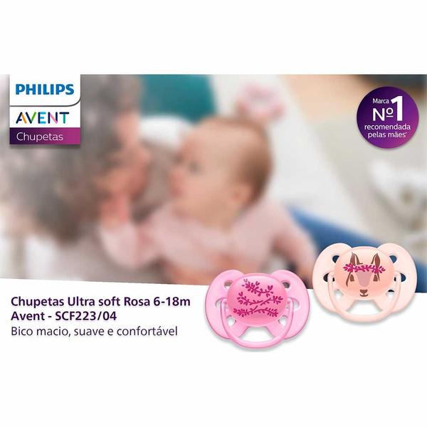 Imagem de Kit 2 Chupetas - Ultra Soft - 6-18m - Flor-Esquilo - Philips Avent