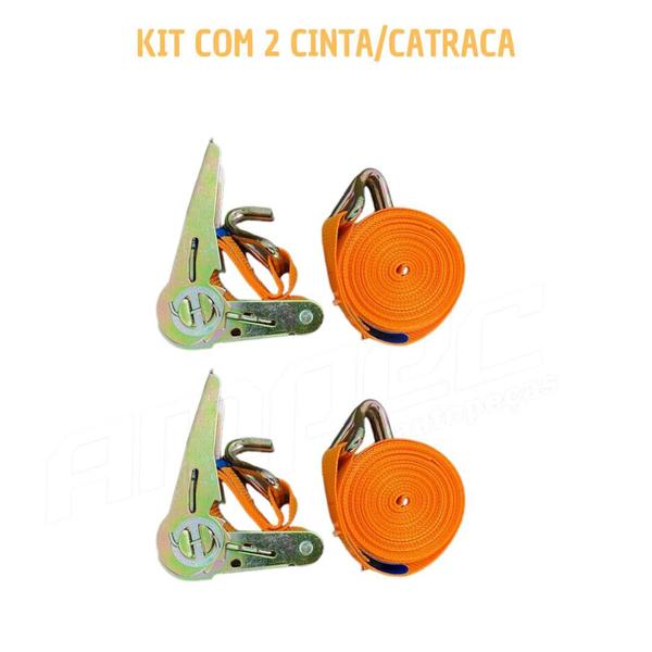 Imagem de Kit 2 Cinta Catraca Amarração 800kg Carretinha Moto JetSki 