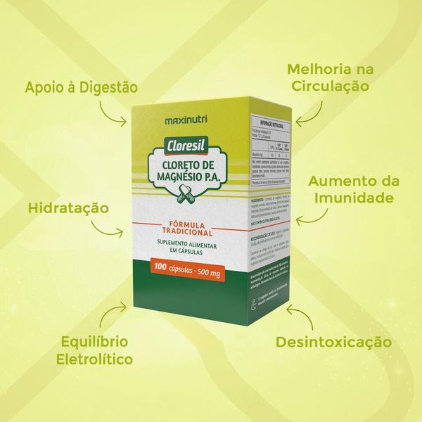 Imagem de Kit 2 Cloresil Cloreto Magnésio 500mg 100 Cápsulas Maxinutri