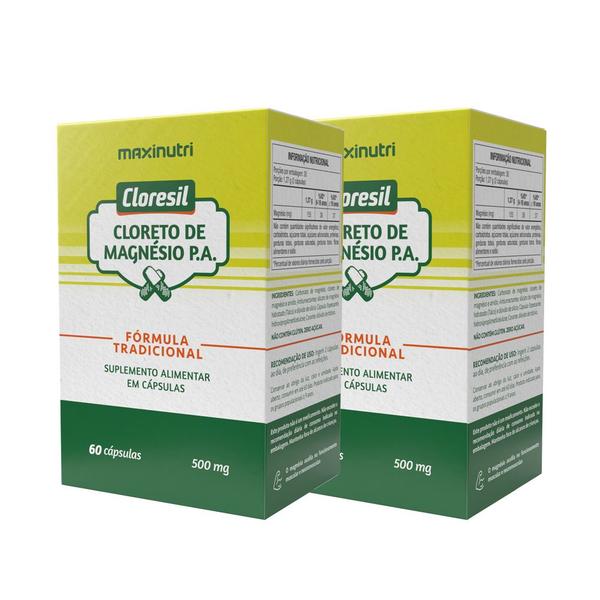 Imagem de Kit 2 Cloresil Cloreto Magnésio 500mg 60 Cápsulas Maxinutri