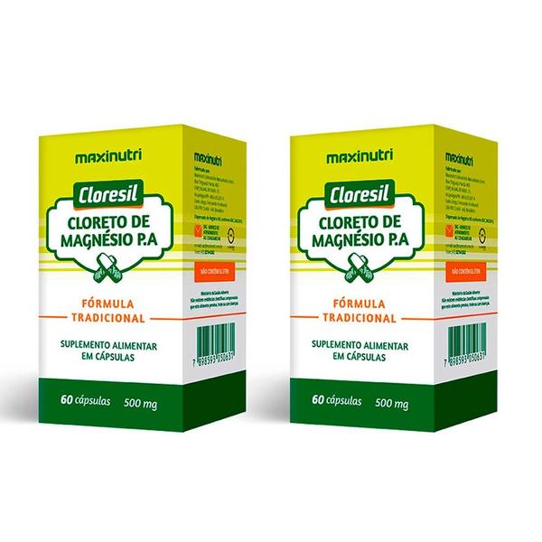 Imagem de Kit 2 Cloresil Cloreto Magnésio 500mg 60 Cápsulas Maxinutri