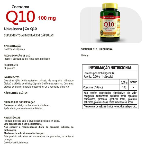 Imagem de Kit 2 Coenzima Q10 100mg com 60 Capsulas Maxinutri