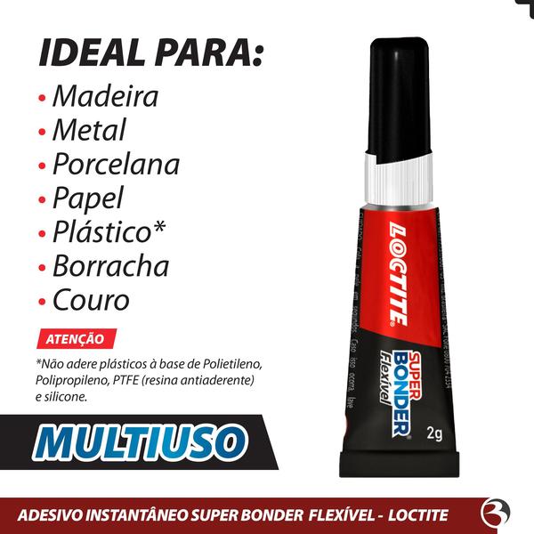 Imagem de Kit 2 Cola Super Bonder Flexível 2g Em Gel Loctite Instantânea Multiuso Ultra Forte Resistente 