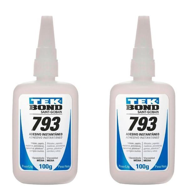 Imagem de Kit 2 Colas Instantânea Antientupimento 793 100G Tekbond Transparente