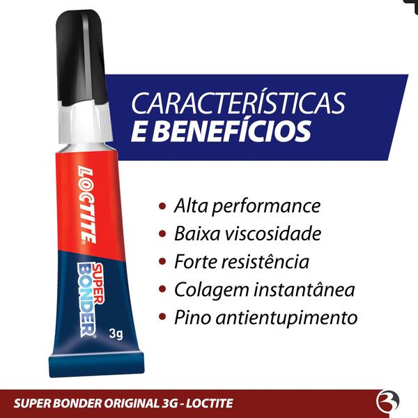 Imagem de Kit 2 Colas Super Bonder 3g Original Loctite Multiuso Ultra Forte Instantânea Resistente