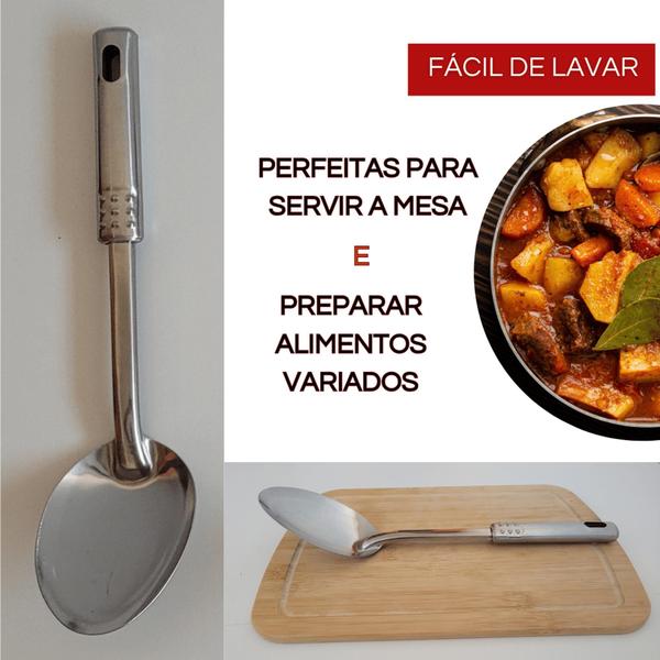 Imagem de Kit 2 Colheres de Servir Arroz 29cm Grande Inox Cook Cabo Tubular