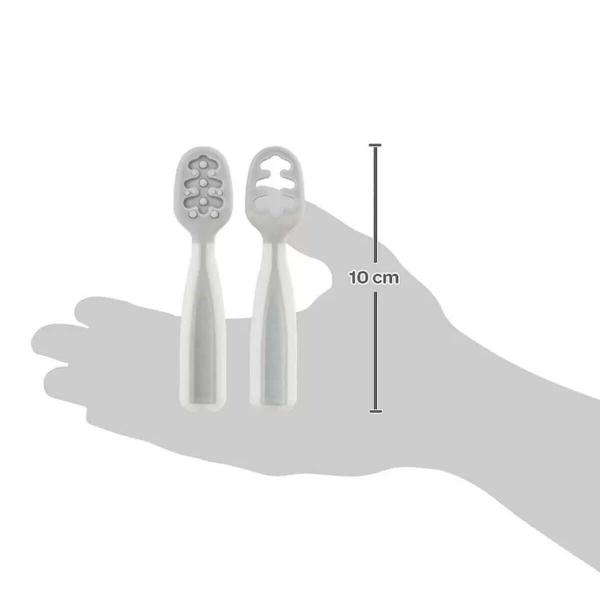 Imagem de Kit 2 Colheres de Treinamento Introdução Alimentar para Bebê 6 Meses Buba Cinza