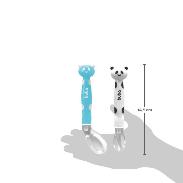 Kit 2 Colheres em Silicone Pandinha Azul Buba Imagem de Kit 2 Colheres em Silicone Pandinha Azul Buba
