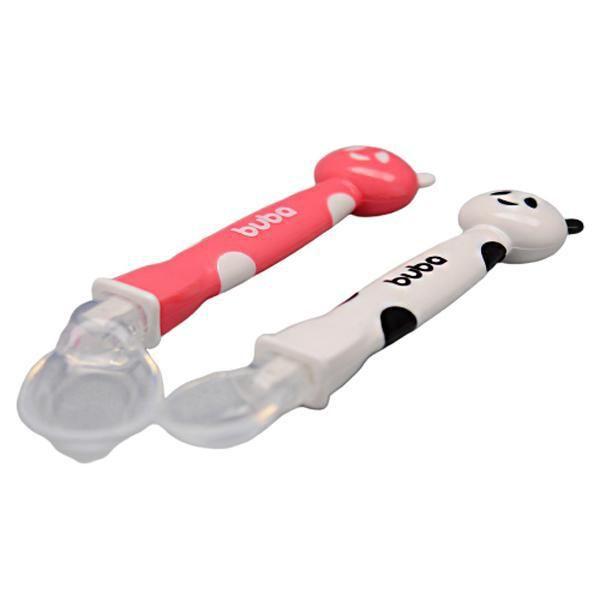 Imagem de Kit 2 Colheres Silicone Buba Panda Rosa + 6 Meses