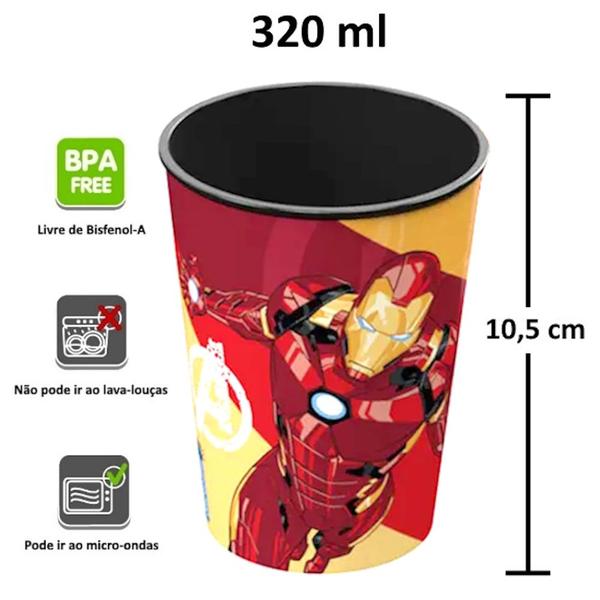 Imagem de Kit 2 com Copos de Suco Refri Homem de Ferro 320ML Plasútil