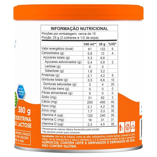 Imagem de Kit 2 Composto Lácteo Zero Lactose Piracanjuba 380g Lata