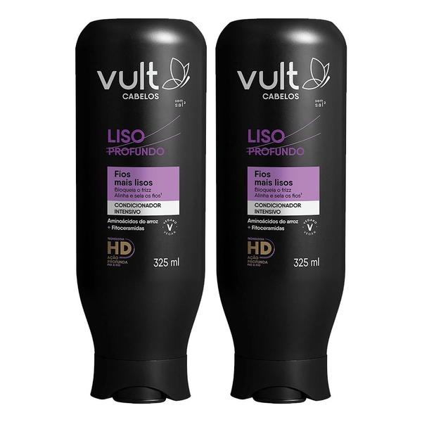 Imagem de Kit 2 Condicionador Cabelos Lisos Anti Frizz Liso Profundo 325ml Vult