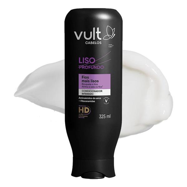 Imagem de Kit 2 Condicionador Cabelos Lisos Anti Frizz Liso Profundo 325ml Vult