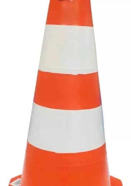 Imagem de Kit 2 cone sinalização trânsito laranja e branco 50cm