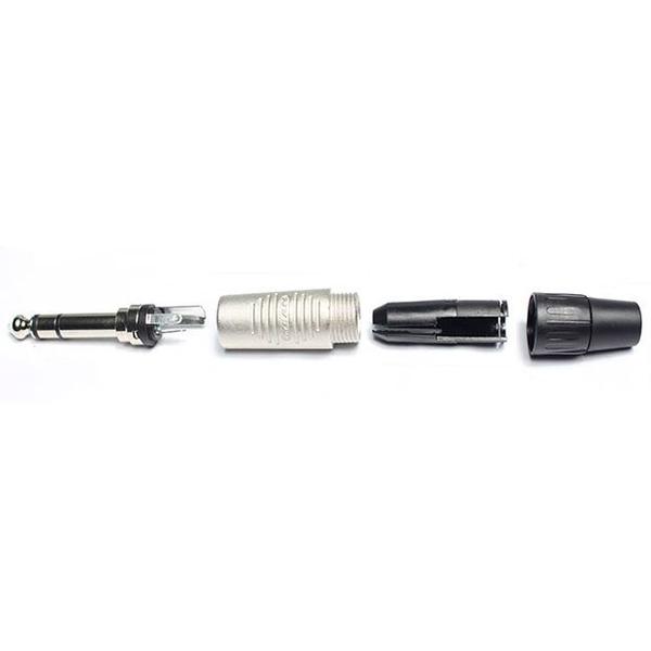 Imagem de Kit 2 conector plug p10 stereo rean by neutrik reto rp3c