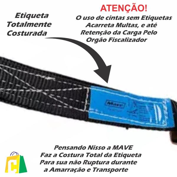 Imagem de Kit 2 Conjunto Cinta e Catraca Amarração de Cargas 6M 35MM