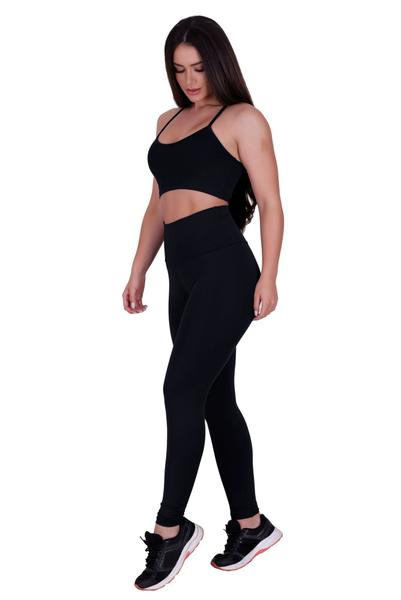 Imagem de Kit 2 Conjunto Fitness Top e Calça Legging Suplex - KIT CJ 2 TOP ANA + DEBI PRETO E CINZA