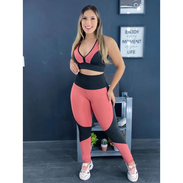 Imagem de Kit 2 Conjuntos de Academia Calça Legging e Top Fitness