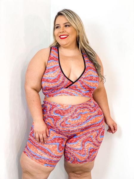 Imagem de Kit 2 Conjuntos Short e Top Plus Size Roupa Fitness Academia