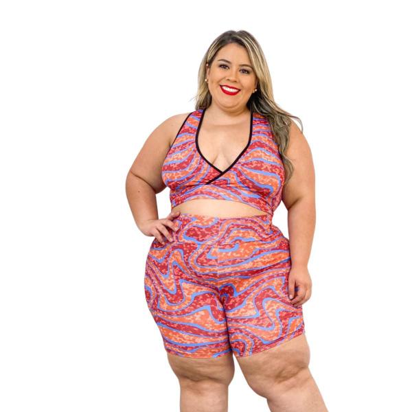 Imagem de Kit 2 Conjuntos Short e Top Plus Size Roupa Fitness Academia