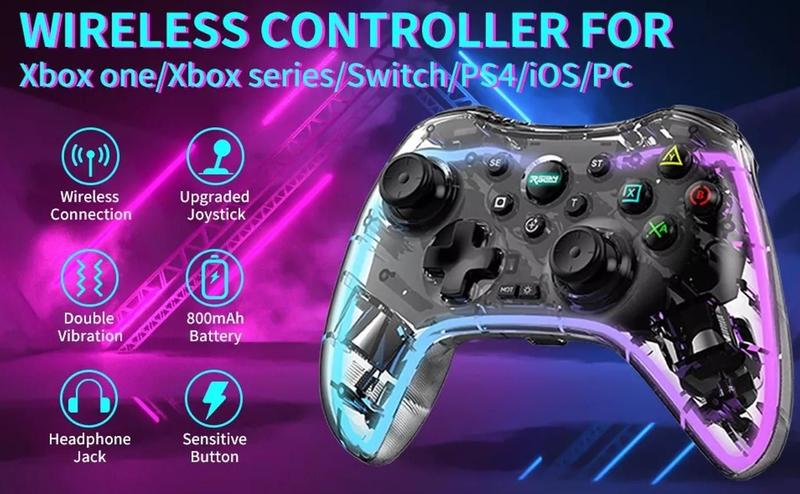 Imagem de Kit 2 Controle Joystick GamePad Manete Compativel Ps4 Pc Notebook Smart Tv GamePass Celular Bluetooth Sem Fio Wireless Recarregavel Usb Gamer