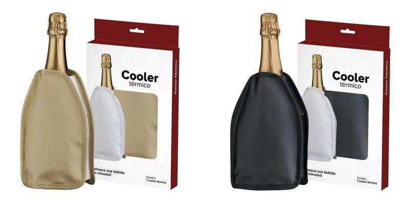 Imagem de Kit 2 Coolers Térmicos Com Gel Bolsa Térmica Dourado E Preto