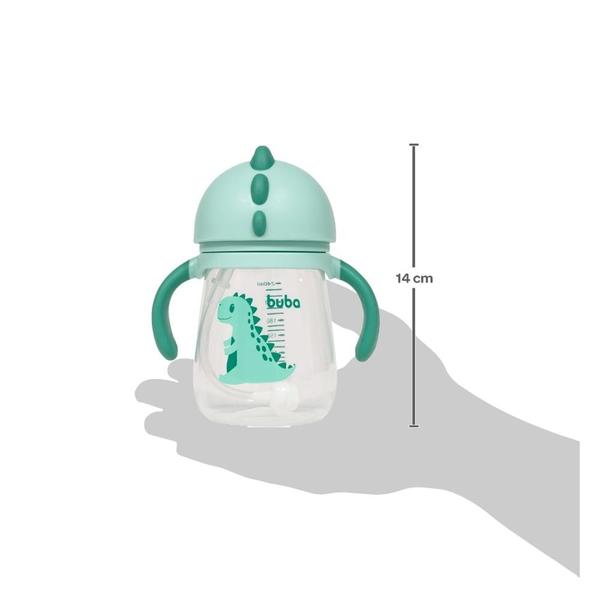 Imagem de Kit 2 copinho para bebe infantil crianças água suco transição treinamento canudo e válvula 240 ml dino buba