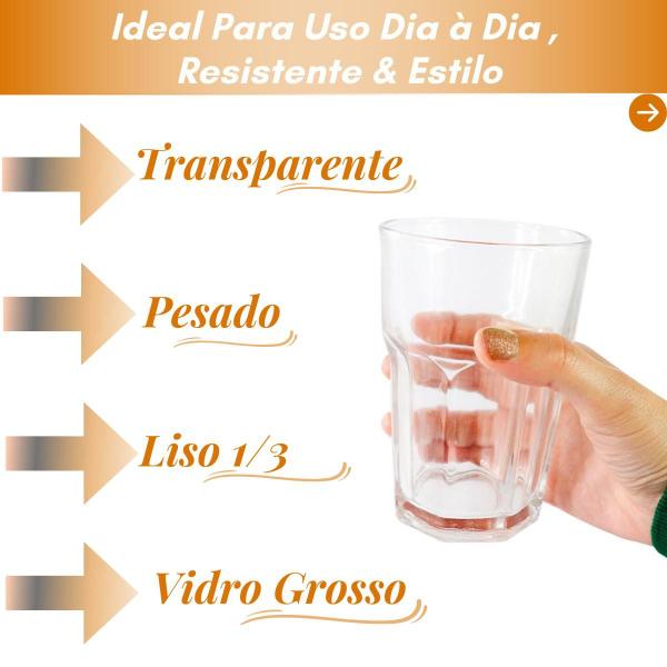 Imagem de Kit 2 Copo de Vidro Transparente 350 ml Elegante Qualidade  Dia a Dia