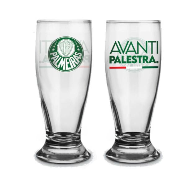 Imagem de Kit 2 Copo Vidro Tulipa Palmeiras Oficial Chopp Cerveja