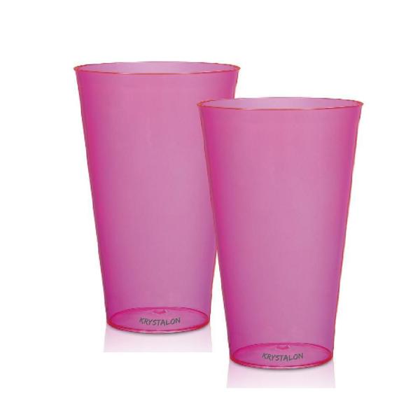 Imagem de Kit 2 Copos Big Drink Rosa 550 Ml Acrílico Poliestireno