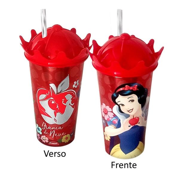 Imagem de Kit 2 Copos da Branca de Neve Coroa decorativa e Canudo Plasútil