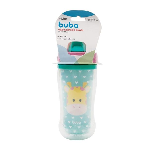 Imagem de Kit 2 copos de transição infantil buba parede dupla animal fun antivazamento com canudo retrátil silicone