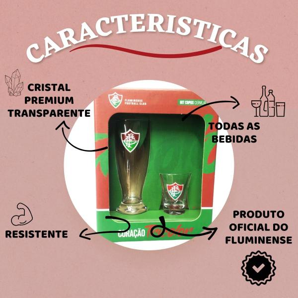 Imagem de Kit 2 Copos Munich Tulipa Cerveja + 4Un Copo Dose Shot 60ml  Pinga Cachaça Time Fluminense Oficial