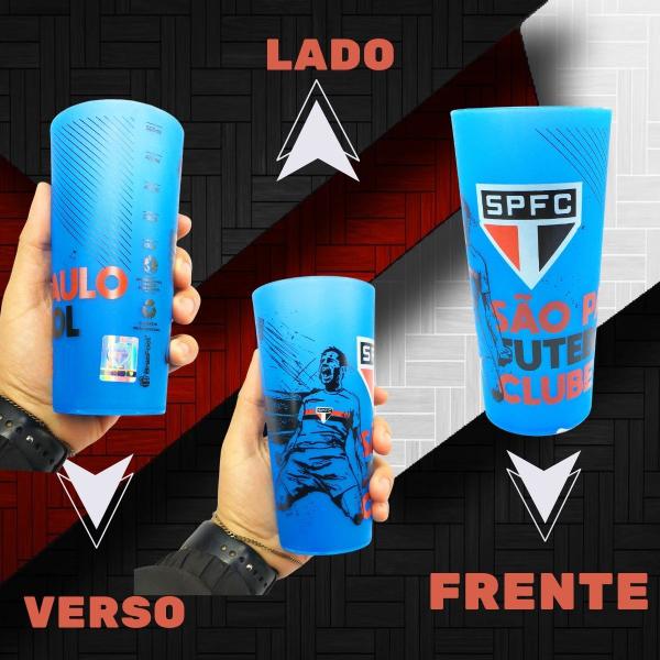 Imagem de Kit 2 Copos Plástico 500ml Premium Tampa Canudo Grande Time São Paulo Criança Infantil Oficial