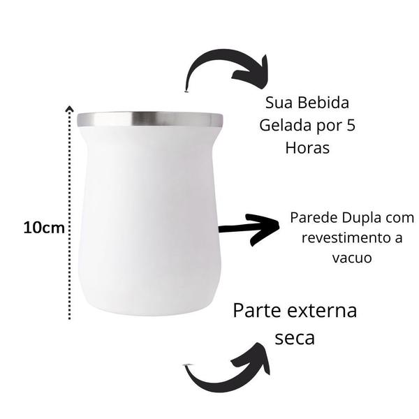 Imagem de Kit 2 Copos Térmico Inox Chopp Gelado Chocolate Quente 240ml