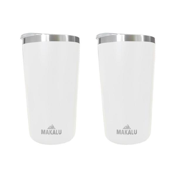 Imagem de Kit 2 Copos Térmicos Aço Inox 420ML Branco p/ Água Cerveja Café - Quente e Frio Unica