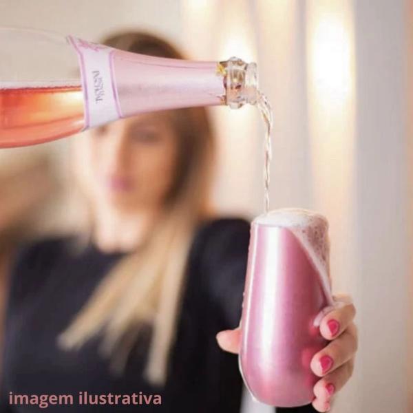 Imagem de Kit 2 Copos Termicos Rose 165 Ml para Champagne Espumante Drink em Aco Inox para Sucos, Cafes e Chas  Mor 