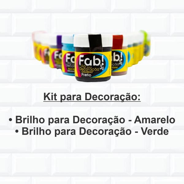 Imagem de Kit 2 Corantes Glitter Amarelo E Verde Brilho Decoração Copa